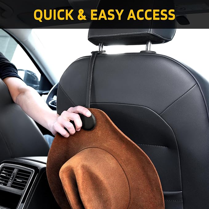 Cowboy Hat Holder for Truck, Magnetic Hat Clip Leather Hat Rack for Car, Headrest Hat Hanger Vehicle Hat Organizer Accessories - Keep Hat Shape, Beige, 1 Pack