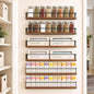 Spice Rack Self-Adhesive or drilling, Rustic Style Hanging Spice Rack, Spice Organization for Cabinet Door or Wall Mount, Over The Stove, Kitchen Wall, 6-Pack