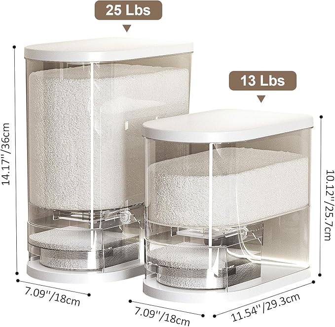 SYNCVIBE Rice Dispenser 22-25 Lbs Rice Storage Container with Measuring Cup Moisture Proof, Large Cereal Dry Food Storage, Household Airtight Food Dispenser Bucket for Kitchen Pantry Organization