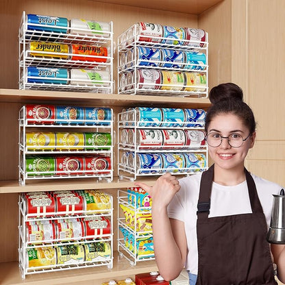 SUFAUY 3 Tier Can Organizer for Pantry, Holds 36 Cans, Heavy Duty Metal Shelves for Storage, White