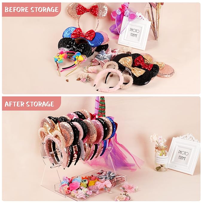 OAOLEER Headband Holder, Clear Jewelry Organizer for Teen Girl Women Gifts, The Perfect Headband Display Organizer (Acrylic with Drawer)