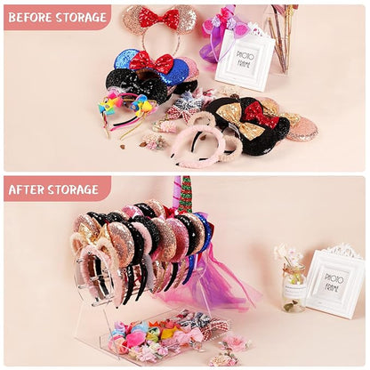 OAOLEER Headband Holder, Clear Jewelry Organizer for Teen Girl Women Gifts, The Perfect Headband Display Organizer (Acrylic with Drawer)
