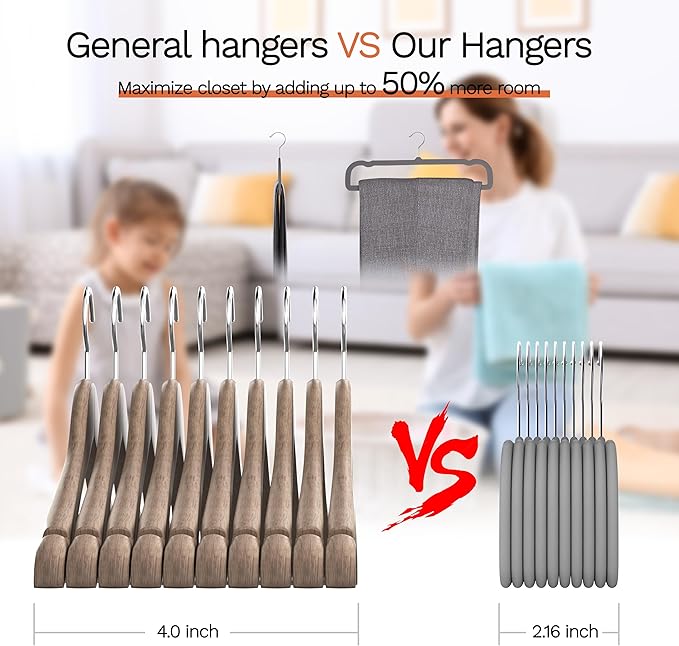 Gray Velvet Hangers 20 Pack, Slim Space Saving Pants Hangers for Closet Organizer, Rotating Hook, Non Slip Clothes Felt Hanger Heavy Duty for Tank Top, Jean Perchas, Camisole, Kids' Clothes