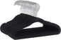 Amazon Basics Kids Space Saving Velvet Non-Slip Clothes Hangers with Shoulder Notches for Infant and Toddler, 11.6", Black, 50-Pack