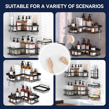 YASONIC 5-Pack Shower Caddy Adhesive Replacement - Transparent Shower Adhesive Strips, No Drilling Hooks for Bath Storage Shelves, Kitchen Racks, Basket & Soap Holder