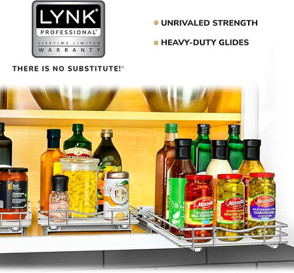 LYNK PROFESSIONAL® Pull Out Spice Organization for Cabinets - 10-3/8 inch Wide – Spice Rack for Inside Cabinets, Slide Out Spice Rack Organizer for cabinet – Pull Out Spice Rack, Sliding 1 Tier Chrome