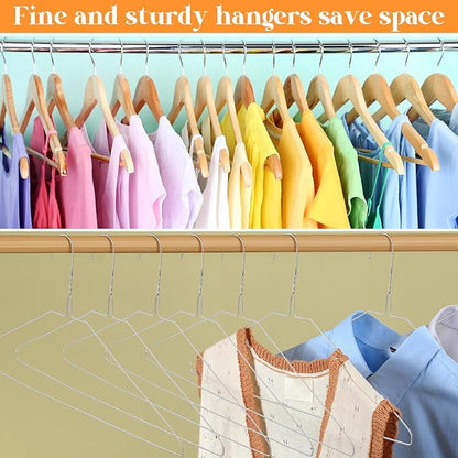 Yuntau 120 Pcs Wire Hangers Bulk 17.7" Dry Cleaner Hangers, Suit Holders for Home Caped Clothing (Silver)