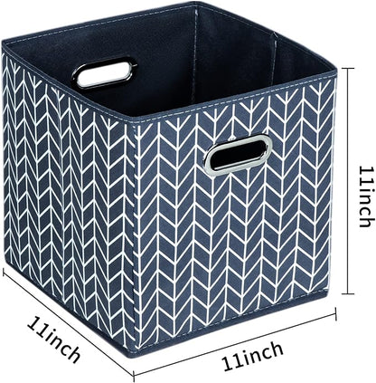 Fabric Cloth Storage Bins,Fabric Cube Organizer with Dual Handles Foldable Cube Storage Baskets for Home Bedroom Storage,Set of 3,(Grey Wave)