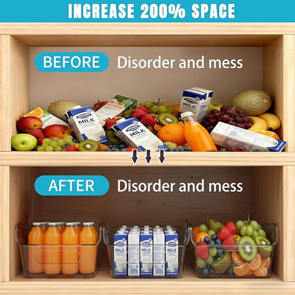 4 Pack Pantry Organizers,Clear Plastic Organizer Bins for Kitchen,Fridge,Drawer Organization and Storage,3 compartment Snack Containers for Spice Packets,Tea bag