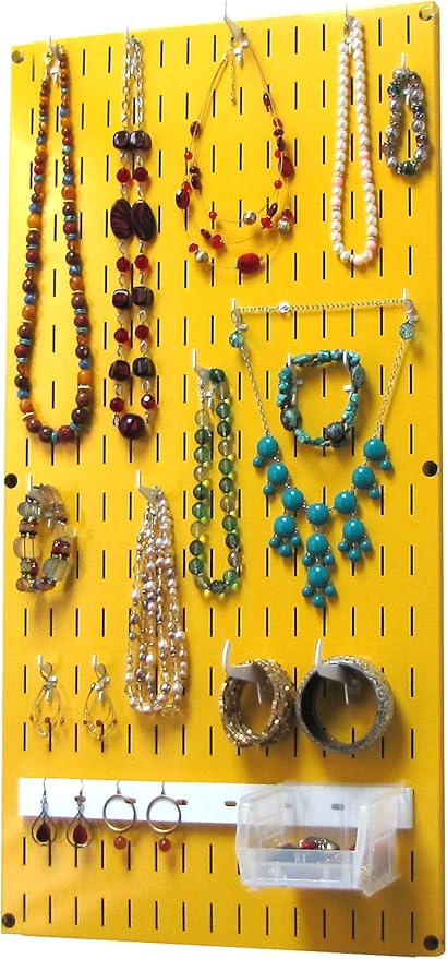 Wall Control Jewelry Organizer Wall Hanging Jewelry Holder Kit Wall Mounted Necklace Organizer Kit in Yellow