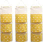 COVRA 3-Pack Wall Hanging Storage Bags – Over-the-Door Organizers with 3 Large Pockets (6.3" × 5.1"), Hanging Closet & Pantry Organizer for Bedroom, Bathroom, Dorm, and More (Yellow)