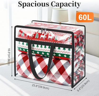 SpaceTrove Clear Clothes Storage Bags, 8 Pack Closet Organizers and Under Bed Storage Containers, Foldable Moving Bags with Zippers for Comforter, Blanket, Bedding, Duvet, PVC Packing Bags 60L