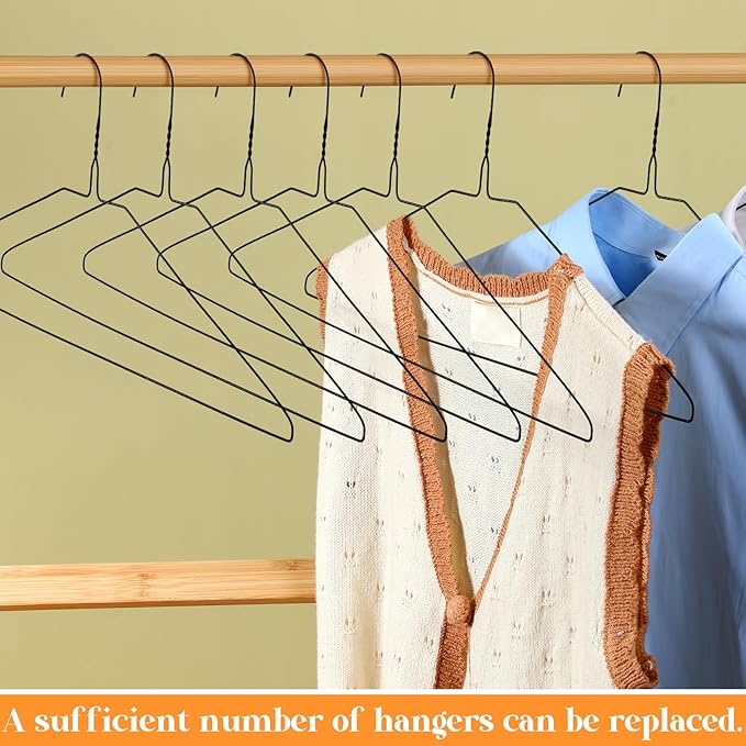 Yuntau 20 Pcs Wire Hangers Bulk 17.7" Dry Cleaner Hangers, Suit Holders for Home Caped Clothing (Black)