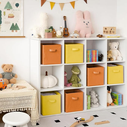 GRANNY SAYS 11 Inch Cube Storage Bins, Cube Storage Organizer, Fabric Storage Bins with Handle, Storage Cubes for Shelves, Closet, 3 Yellow & 3 Orange, 6-Pack