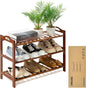 3 Tier Bamboo Shoe Rack, Shoe Shelf Shoes Rack Shoe Organizer for Closet, Entryway, Bedroom, Living Room, Front Door, Studio, Bathroom
