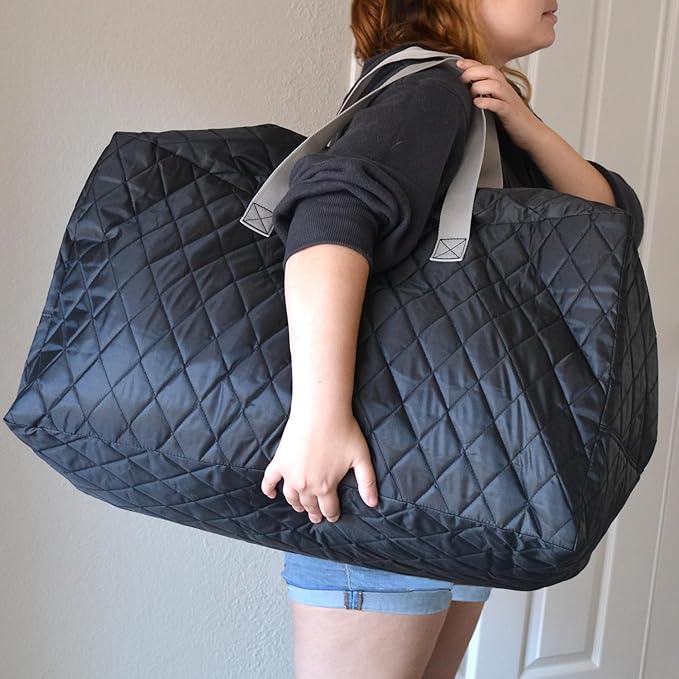Simple Living Solutions Quilted Storage Bag, Medium, 25 Gallon Heavy Duty Fabric Organizer with Reinforced Handles & Zipper, Ideal for Clothes, Bedding & Travel