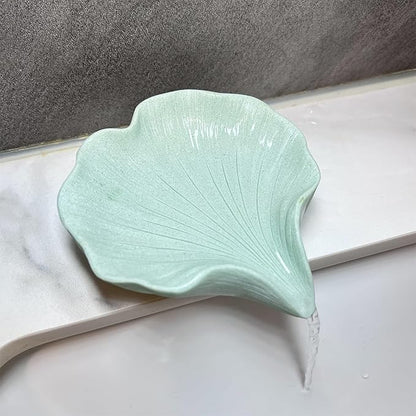 Soap Dish Soap Holder Self-Draining Soap Dish, Resin Bar Soap Holder, Ginkgo Leaf Shape Soap Tray Soap Saver for Bathroom,Kitchen,Sink,Bathtub, Easy Cleaning and Keep Dry