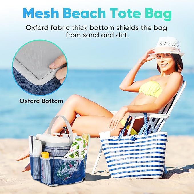 EUDELE Mesh Shower Caddy Portable for College Dorm Room Essentials,Shower Caddy Dorm with 8-Pocket Large Capacity for Beach,Swimming,Gym,Travel essentials