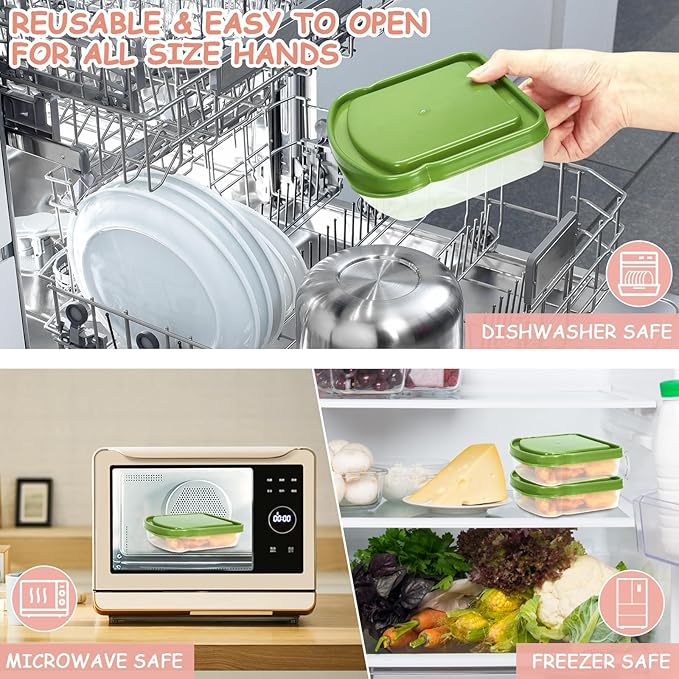 6 Pack Sandwich Containers, Colored Sandwich Boxes for Lunch, Reusable and Easy to Open Fun Sandwich Container (in 3 Colors)