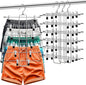 3 Pack Pants-Hangers-Space-Saving,6 Tier Skirt-Hangers with Clips for Closet-Organizers-and-Storage,Foldable Dorm-Room-Essentials-for-College-Students-Girls,Closet Organizer System Jean Yoga Hanger