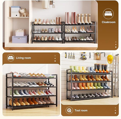 5-Tier Shoe Rack, Large Capacity Metal Free Standing Shoes Rack, Sturdy and Durable Shoe Organizer, Shoe Shelf for Closet, Entryway, Bedroom, for 28-30 Pairs, 42.1" W x 9.8" D x 35.4" H, Black