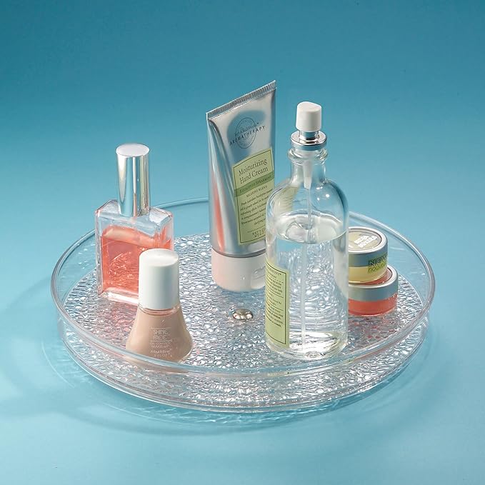 iDesign 9-Inch Plastic Lazy Susan Organizer for Bathroom Storage and Organization - Set of 2 - Clear