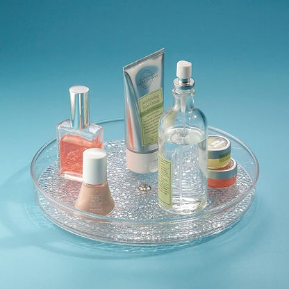 iDesign 9-Inch Plastic Lazy Susan Organizer for Bathroom Storage and Organization - Set of 2 - Clear