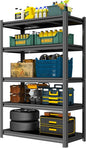 Heavy Duty Garage Shelving Unit, 5-Tier Adjustable Metal Storage Shelves, High-Capacity Storage Rack, 3000LBS Utility Shelf for Garage & Basement, Tool Organization, Warehouse, 71" H, Black