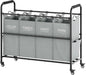 Tajsoon 4 Bag Laundry Sorter Cart, 4 Section Laundry Hamper Sorter with Heavy Duty Lockable Rolling Wheels, Laundry Separator Hamper with Removable Bags for Dirty Clothes Storage, Grey