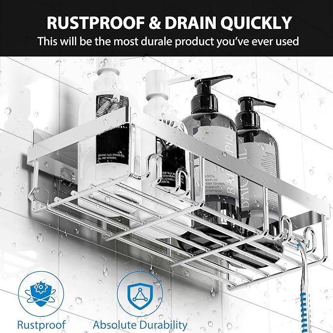 Moforoco Adhesive Shower Caddy Organizer Shelves Rack - 5 Pack Corner Bathroom Storage Organization, Home & Kitchen Decor Inside RV Accessories, Hanging First Apartment Household Camper Essentials