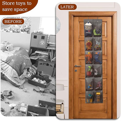 GOMAJI 12 Large Pockets Over The Door Hanging Shoe Organizer, LIGHT BROWN COLOR