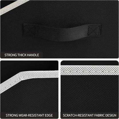 Homsorout Trapezoid Closet Shelf Organizer - Large Baskets for Organizing, Fabric Storage Cubes for Shelves, Storag Organizers Bins for Clothes, Blankets, 3 Pack, Black