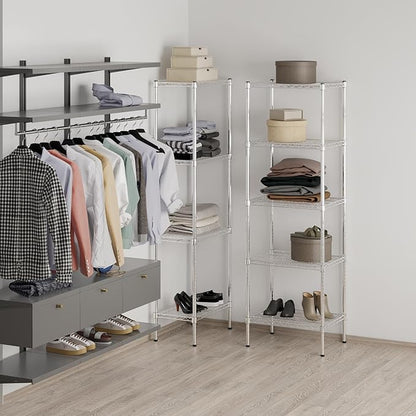 18" Deep x 24" Wide x 74" Height Wire Shelving Kit | 5-Tier | NSF Commercial Storage Rack Unit