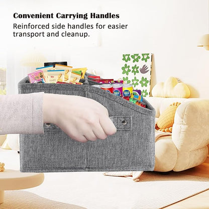 Snack Organizer for Countertop, Fabric Snack Container with Handles, 6 Compartment Snack Box Bin Snack Basket, Snack Bar Station Decor, Kitchen Cabinet Pantry Organizer and Storage