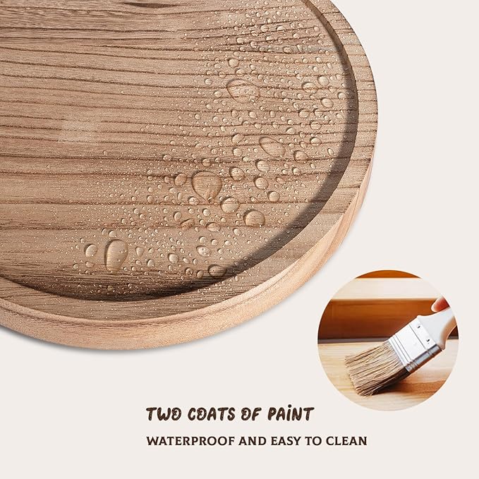 Wood Lazy Susan Organizer Kitchen Turntable for Cabinet Farmhouse Bathroom Decor Round Decorative Tray for Vanity, Counter, Sink, Coffee Table, 10 Inch, Brown