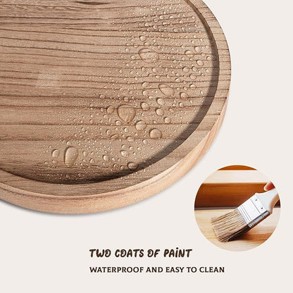 Wood Lazy Susan Organizer Kitchen Turntable for Cabinet Farmhouse Bathroom Decor Round Decorative Tray for Vanity, Counter, Sink, Coffee Table, 10 Inch, Brown