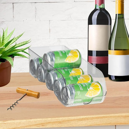 OGGI Soda Can Holder - Comfortably Holds 9 Cans (14" x 5.5" x 4") - Ideal for Kitchen Organization, Pantry Storage, Fridge Organizing, Clear