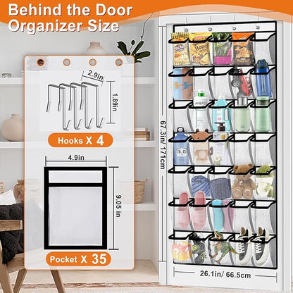Aheroi 35 Pockets Large Over the Door Organizer, Breathable Mesh Pockets Shoe Organizer, Hanging Shoe Organizers Mesh Closet Shoe Holder Hanger Holds Up to 40 lbs, Space Saving Shoe Rack