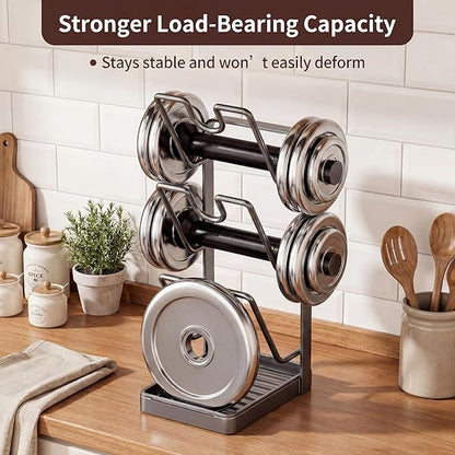 Didaey 2 Pack Pot Lid Organizer Rack 6-Tier Pot Lid Holder While Cooking Carbon Steel Kitchen Cover Storage Rack Multifunctional Stand for Countertop Stove Top Cabinet Shelf Spoon