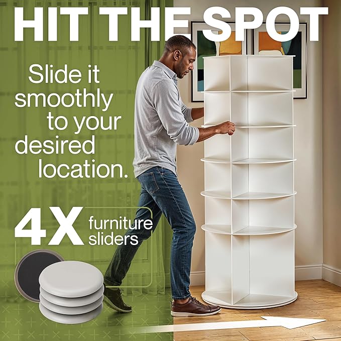 LOFT + IVY 7 Tier Rotating Shoe Rack Tower – 360° Spinning Storage Organizer, Modern Round Shoe Carousel for Closet, Entryway, Bedroom – Space Saving Rotating Lazy Susan Storage Tower