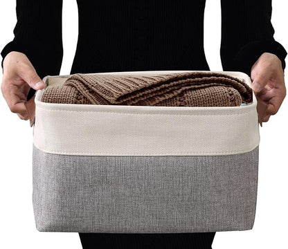 DECOMOMO Storage Bins, Extra Large Fabric Storage Baskets for Shelves, Decorative Linen Closet Organizer, 15.8 x 12.5 x 10 inches (Grey & White, 3 Pack)