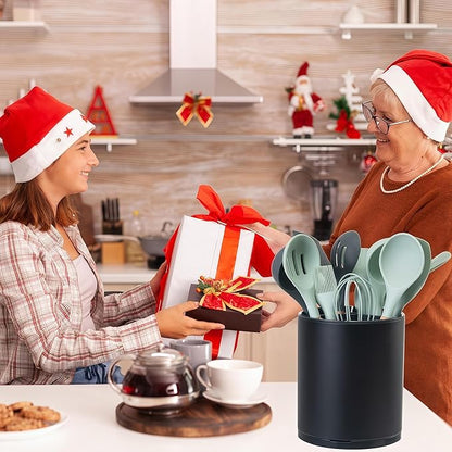 LIBODOUR Utensil Holder,4-in-1 Large Kitchen Utensil Holder For Counter,Rotating Silverware Organizer Cooking Flatware Spoon Spatula Tool Cutlery Container Stainless Steel Caddy