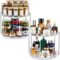 2 Set 2 Tier Non-Skid Acrylic Lazy Susan Organizer - Rotating Spice Rack - Turntable Spinning Organization for Kitchen, Pantry, Countertop, Closet, Bathroom, Vanity, Medicine Cabinet Organizing, 10''