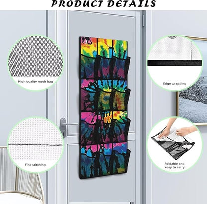 Hanging Shoe Organizer,Blend Pattern Shoe Organizer Door Hanger with 12 Mesh Large Pockets,Behind Door Shoes Hang Holder Rack Waterproof Reusable