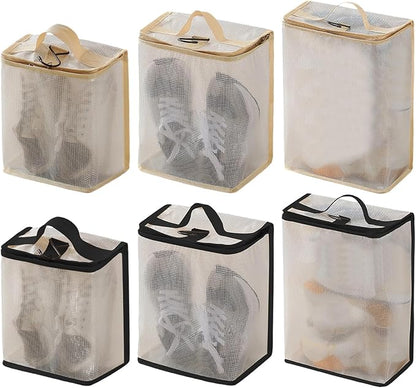 PVC Shoe Organizers for Travel with Meshes Design to Odors Ideal for Suitcases Backpacks and Home Closet Storage Hanging Shoe Organizers