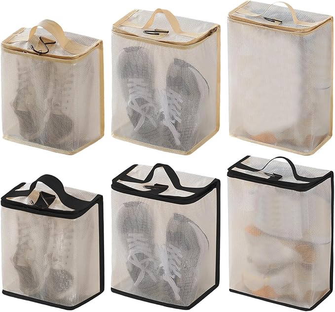 PVC Shoe Organizers for Travel with Meshes Design to Odors Ideal for Suitcases Backpacks and Home Closet Storage Hanging Shoe Organizers