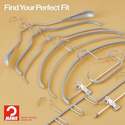 Mawa Reston Lloyd Silhouette Ultra-Thin Series, Non-Slip Space Saving Shirt Hanger, Style 42/FT, Pack of 4, Red, 4 Piece