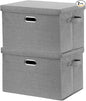 SNWDN 2 Pack Large collapsible Fabric Storage Bins with Lids Fabric storage box with lids for Household and office use (grey 17.3x11.4x11.8 inches)
