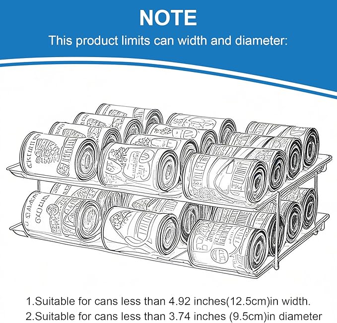 cjc Can Organizer for Pantry - 3 Sets 5 Tiers Pet Cans Organizer, Automatic Scrolling Can Holders for Effortless Pantry Storage-Holds 60 Cans/Clear