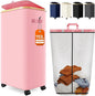 Laundry Hamper with Wheels, 110L Large Clothes Hamper with Removable Inner Bag, Collapsible Dirty Clothes Basket for Dorm, Rolling Dirty Clothes Basket for, Bedroom, Bathroom, Laundry Room
